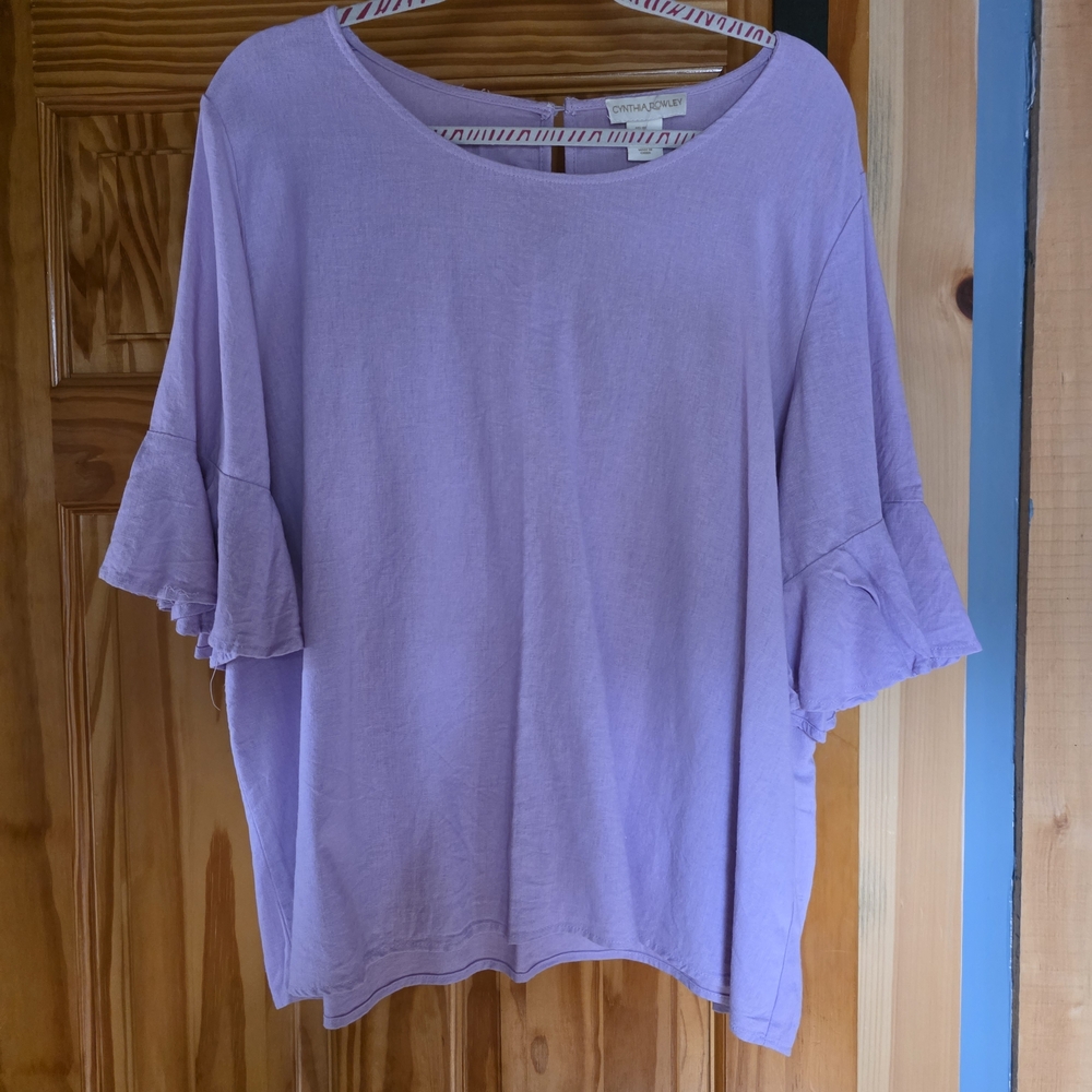 Cynthia Rowley Lavender Ruffle Sleeve Blouse